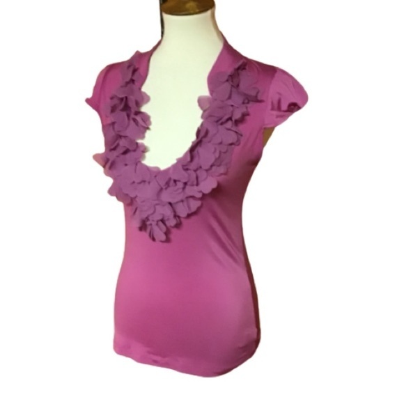 Authentic Original Vintage Style Tops - Fuchsia plunging retro Y2K top
